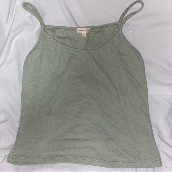 Sage Green Tank Top with Heart Details - Picture 1 of 2